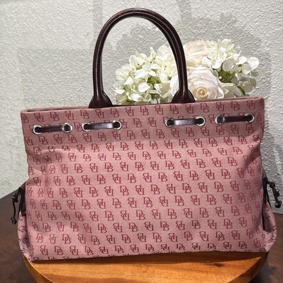 Dooney & Bourke Plum/Burgundy Monogram Canvas Bag. - Picture 3 of 16